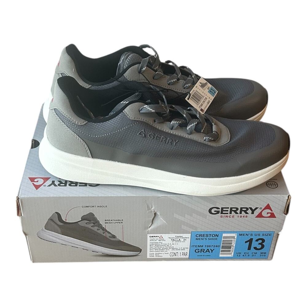 Gerry Men's Creston Shoe, Lightweight, Lace Up, Gray, Size 13